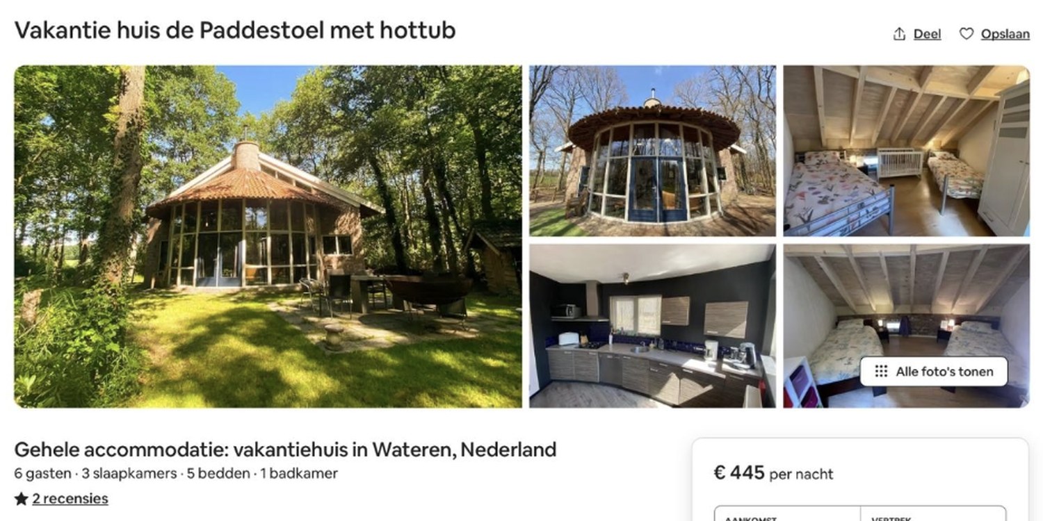 Airbnb-advertentie van vakantiehuis De Paddestoel voor optimalisatie